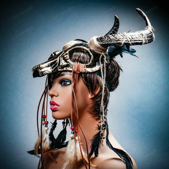 Antelope Devil Horns Animal Skull Ghost Halloween - Picture 3 of 9